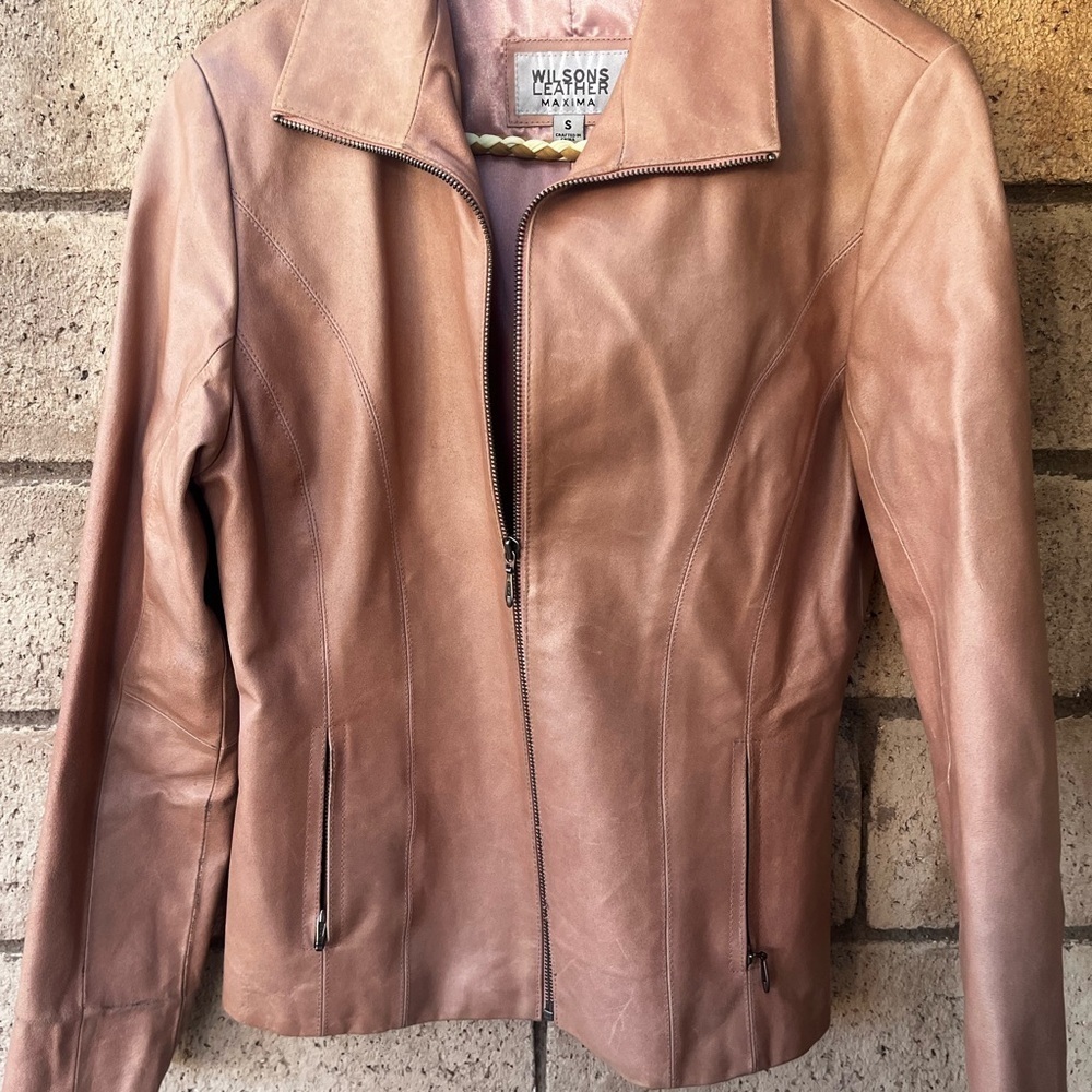 Wilson Leather Maxima Soft Pink Leather Jacket Sz S Women - Picture 2 of 10